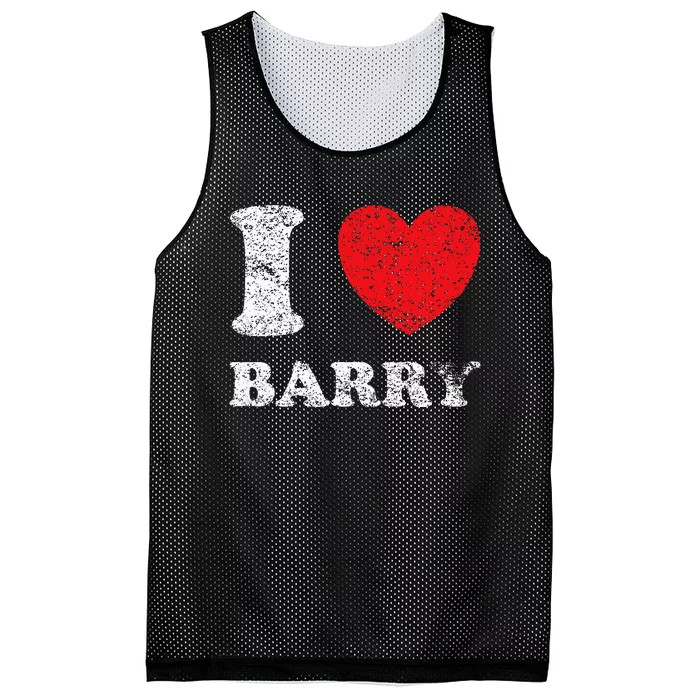 Distressed Grunge Worn Out Style I Love Barry Mesh Reversible Basketball Jersey Tank