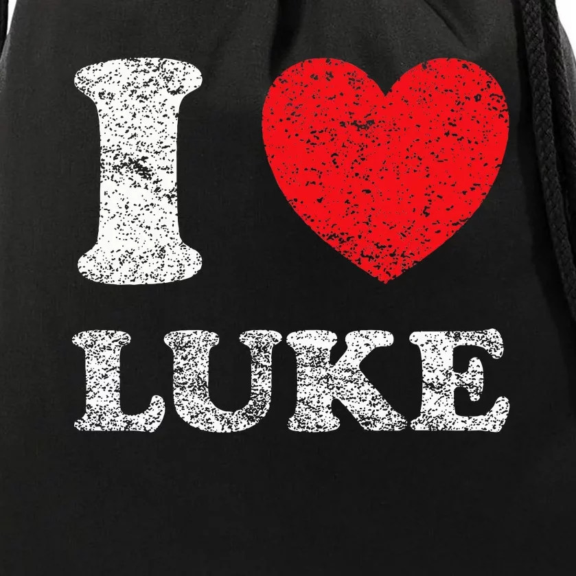 Distressed Grunge Worn Out Style I Love Luke Drawstring Bag