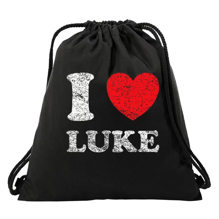 Distressed Grunge Worn Out Style I Love Luke Drawstring Bag