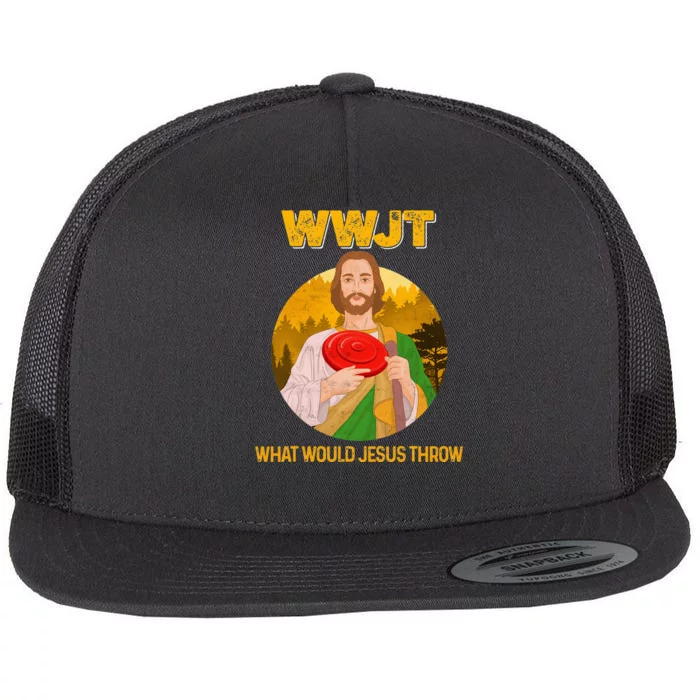 Disc Golf What Would Jesus Throw Frisbee Clothing Flat Bill Trucker Hat