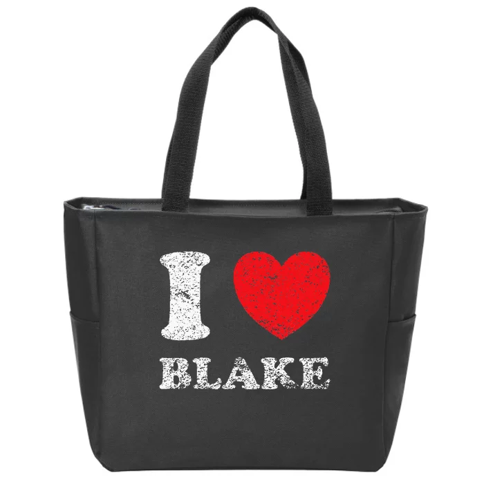 Distressed Grunge Worn Out Style I Love Blake Zip Tote Bag