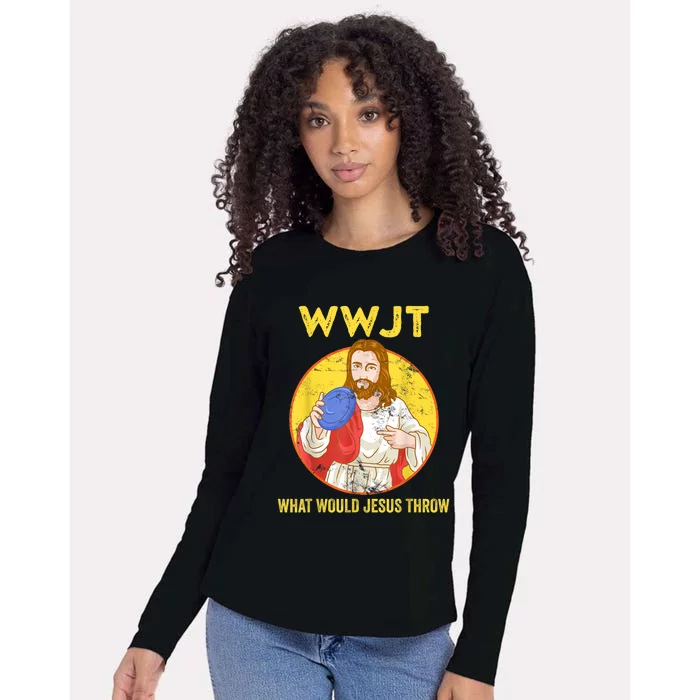 Disc Golf What Would Jesus Throw Frisbee Golf Womens Cotton Relaxed Long Sleeve T-Shirt