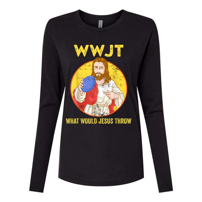 Disc Golf What Would Jesus Throw Frisbee Golf Womens Cotton Relaxed Long Sleeve T-Shirt