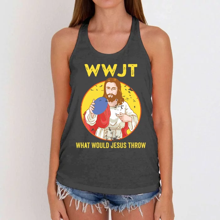 Disc Golf What Would Jesus Throw Frisbee Golf Women's Knotted Racerback Tank