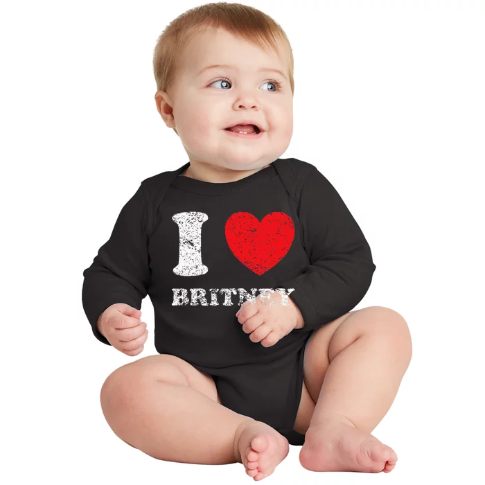 Distressed Grunge Worn Out Style I Love Britney Baby Long Sleeve Bodysuit