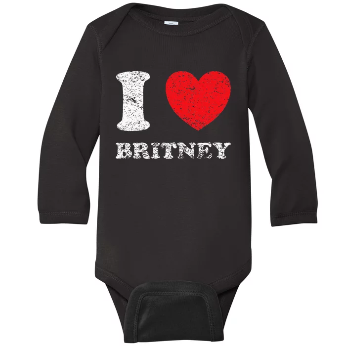 Distressed Grunge Worn Out Style I Love Britney Baby Long Sleeve Bodysuit