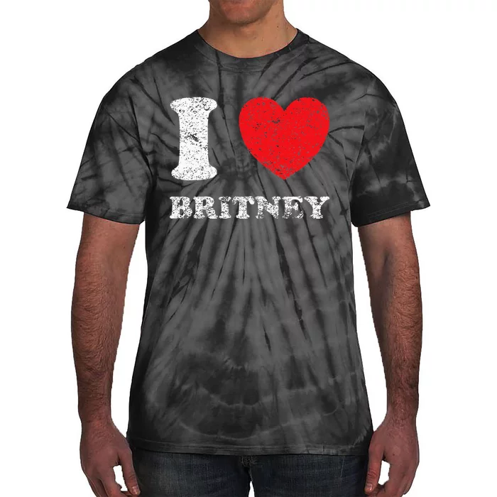 Distressed Grunge Worn Out Style I Love Britney Tie-Dye T-Shirt