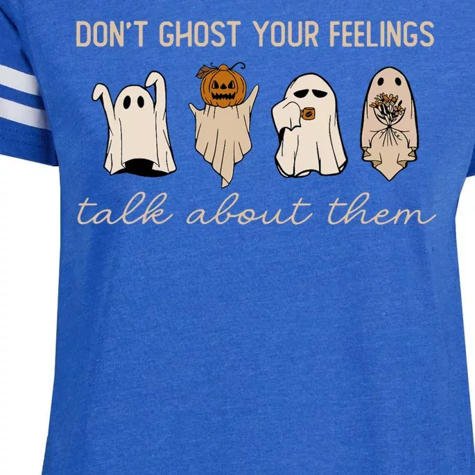 DonT Ghost Your Feelings Halloween Mental Health Awareness Enza Ladies Jersey Football T-Shirt