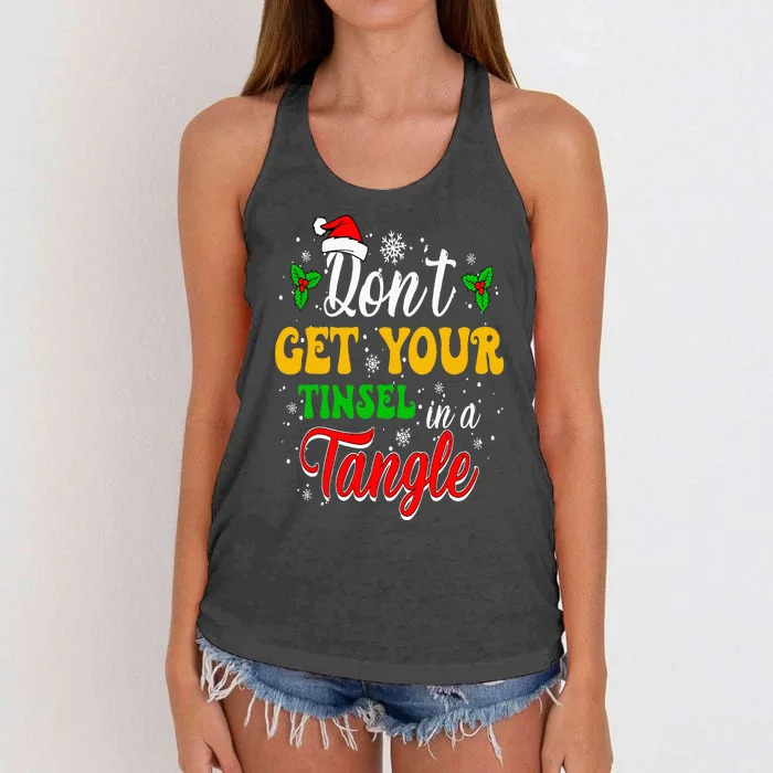 Don't Get Your Tinsel In A Tangle Funny Cute Christmas Women's Knotted Racerback Tank