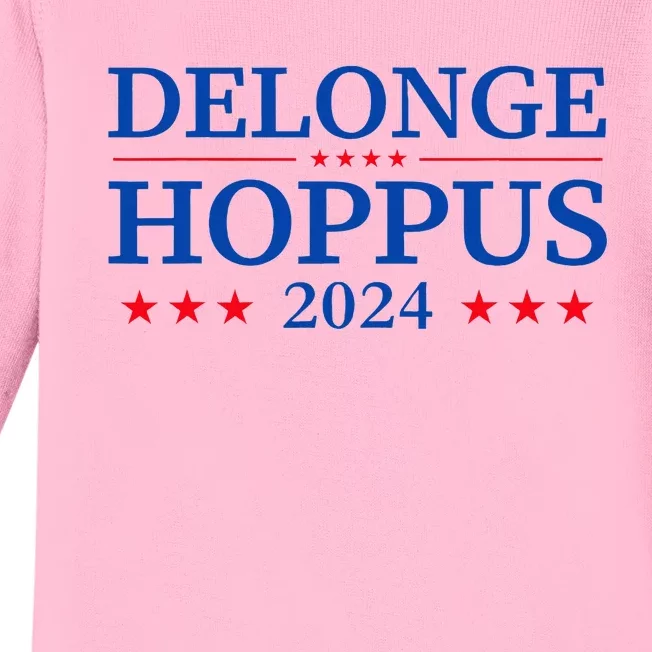 Delonge Hoppus 2024 American Flag Parody Funny Apparel Baby Long Sleeve Bodysuit