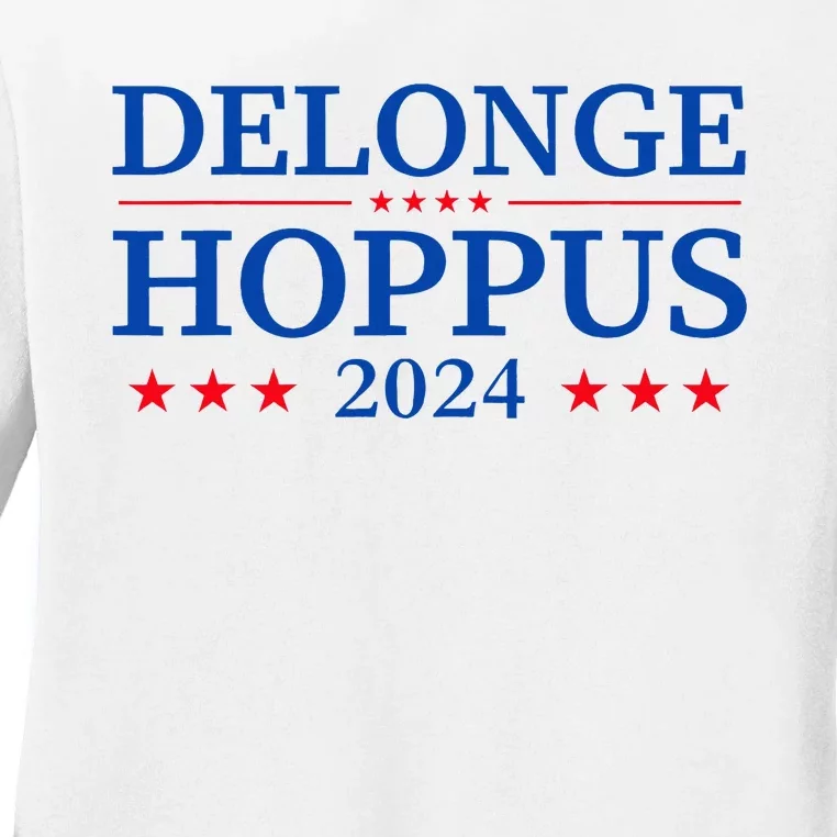 Delonge Hoppus 2024 American Flag Parody Funny Apparel Ladies Long Sleeve Shirt