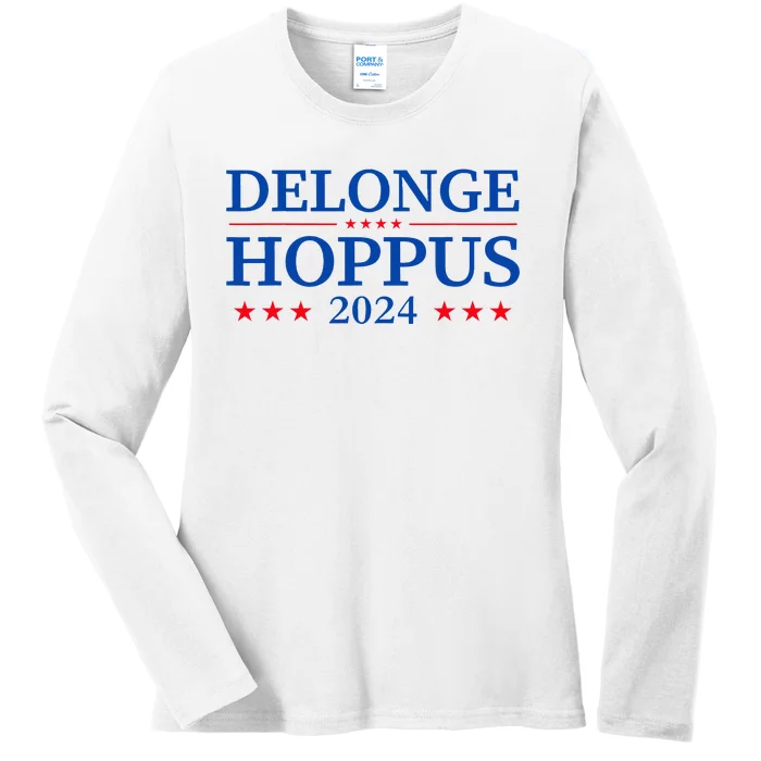 Delonge Hoppus 2024 American Flag Parody Funny Apparel Ladies Long Sleeve Shirt