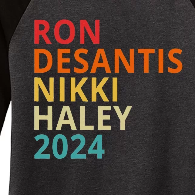 Desantis Haley 2024 President Election Republican Ticket Women's Tri-Blend 3/4-Sleeve Raglan Shirt