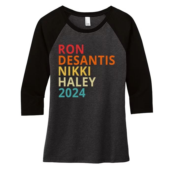 Desantis Haley 2024 President Election Republican Ticket Women's Tri-Blend 3/4-Sleeve Raglan Shirt