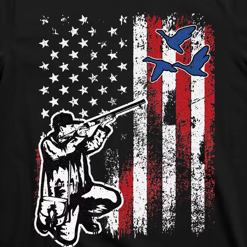 Duck Hunting 4th Of July Cool American Flag Patriotic Hunter T-Shirt