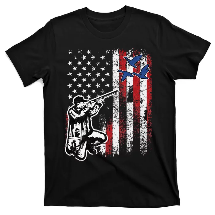 Duck Hunting 4th Of July Cool American Flag Patriotic Hunter T-Shirt