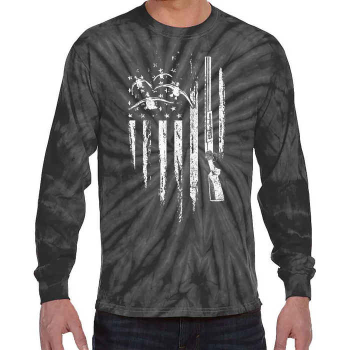 Duck Hunting American Flag Waterfowl Goose Gift For Hunter Tie-Dye Long Sleeve Shirt