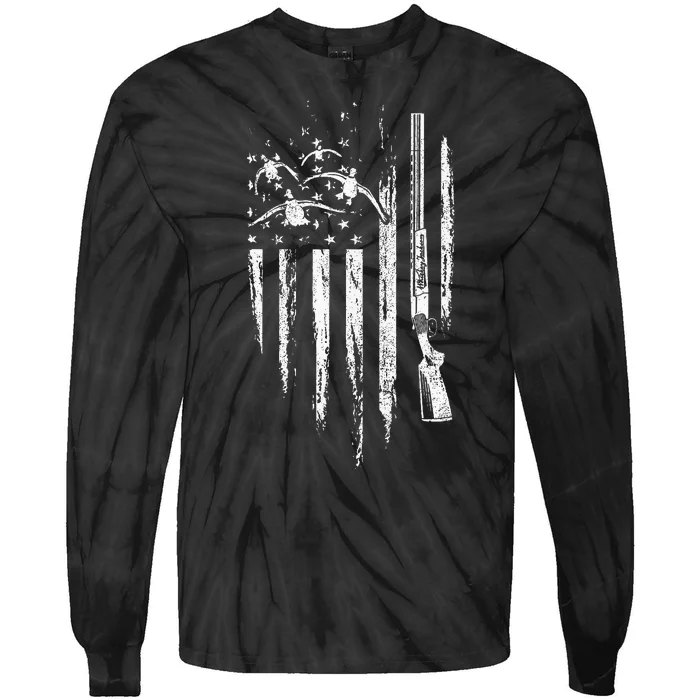 Duck Hunting American Flag Waterfowl Goose Gift For Hunter Tie-Dye Long Sleeve Shirt