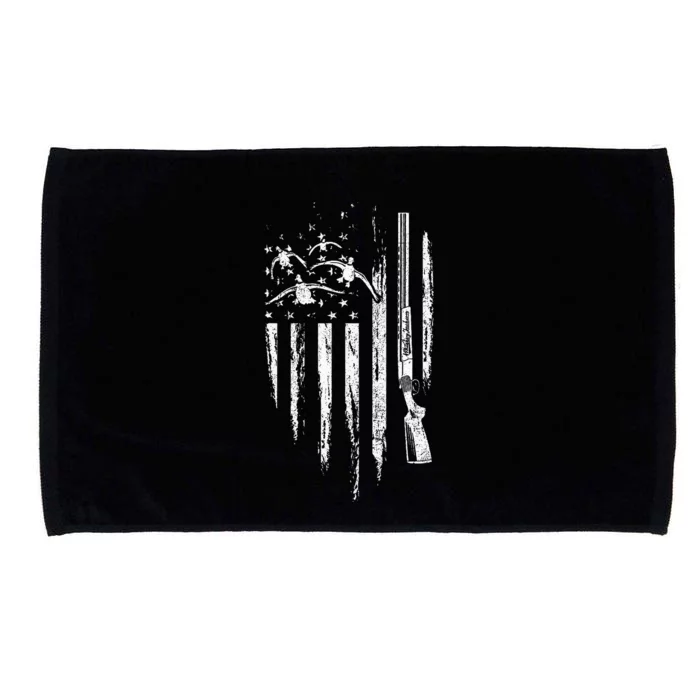 Duck Hunting American Flag Waterfowl Goose Gift For Hunter Microfiber Hand Towel