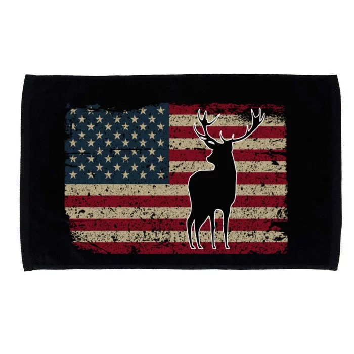 Deer Hunting American Flag Usa Proud Hunter Gift Idea Gift Microfiber Hand Towel