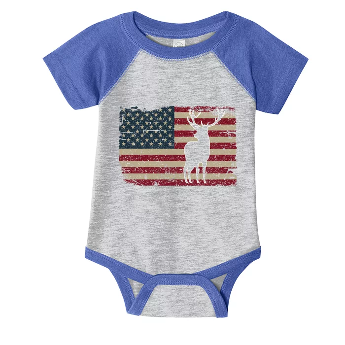 Deer Hunting American Flag Usa Proud Hunter Gift Idea Gift Infant Baby Jersey Bodysuit