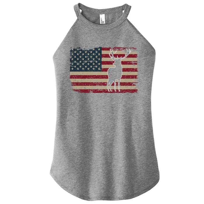 Deer Hunting American Flag Usa Proud Hunter Gift Idea Gift Women’s Perfect Tri Rocker Tank