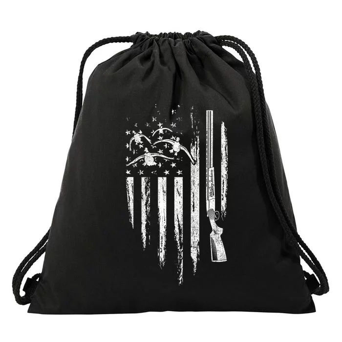 Duck Hunting American Flag Waterfowl Goose Gift For Hunter Drawstring Bag