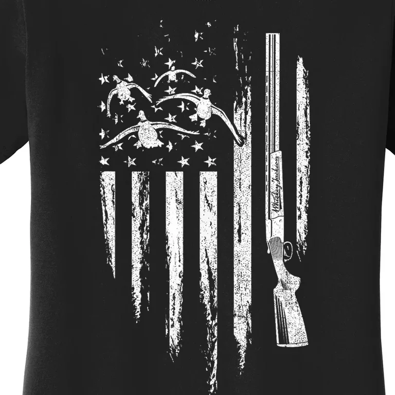 Duck Hunting American Flag Waterfowl Goose Gift For Hunter Women's T-Shirt