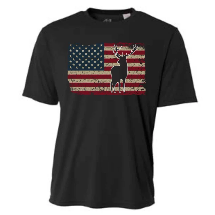 Deer Hunting American Flag Usa Proud Hunter Gift Idea Gift Cooling Performance Crew T-Shirt