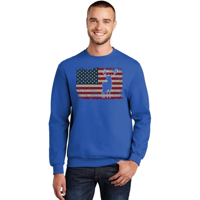 Deer Hunting American Flag Usa Proud Hunter Gift Idea Gift Tall Sweatshirt