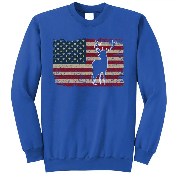 Deer Hunting American Flag Usa Proud Hunter Gift Idea Gift Tall Sweatshirt