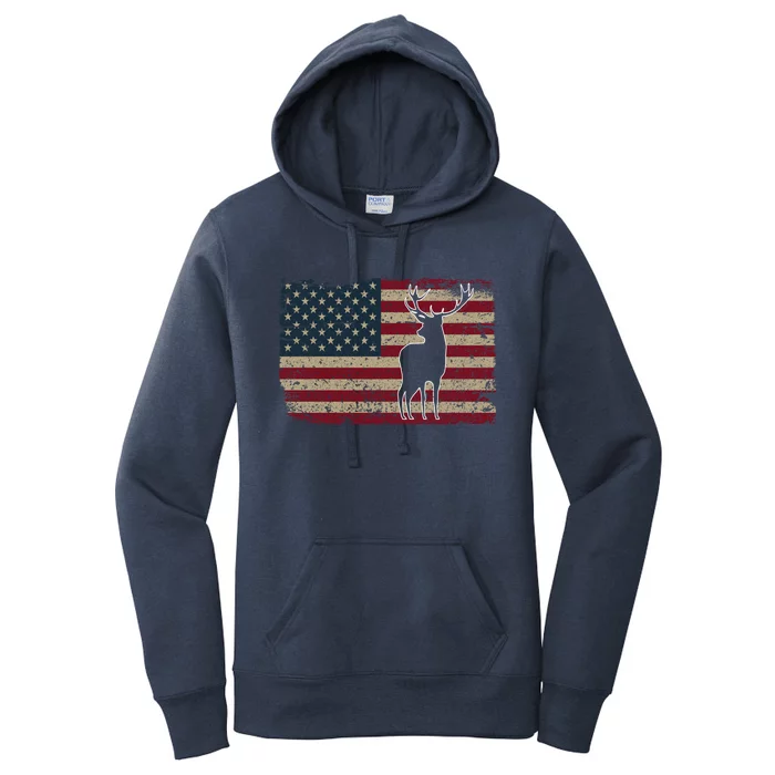 Deer Hunting American Flag Usa Proud Hunter Gift Idea Gift Women's Pullover Hoodie