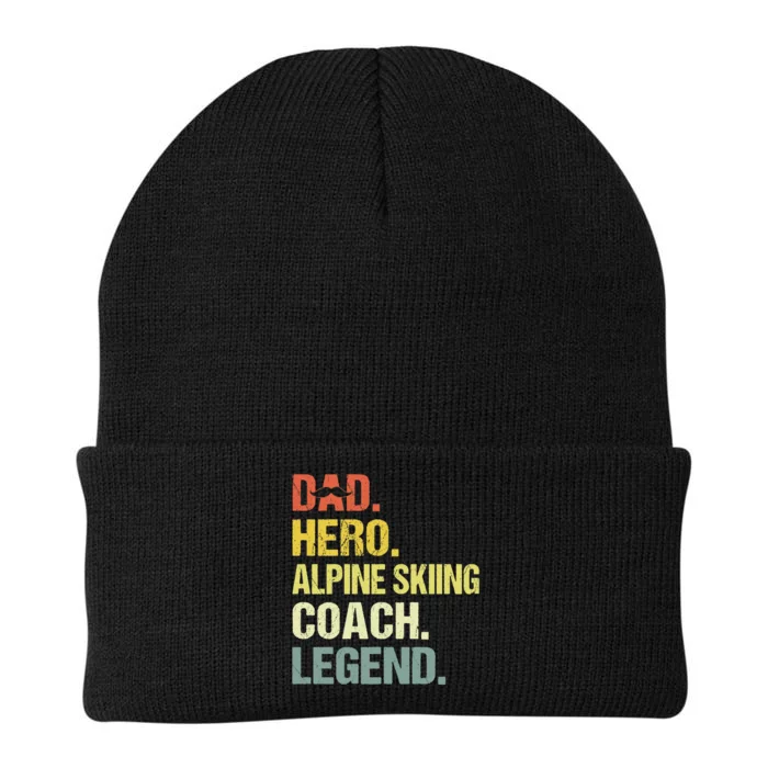 Dad Hero Alpine Skiing Coach Funny Alpine Skiing Coach Knit Cap Winter Beanie