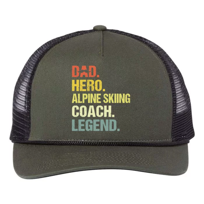 Dad Hero Alpine Skiing Coach Funny Alpine Skiing Coach Retro Rope Trucker Hat Cap