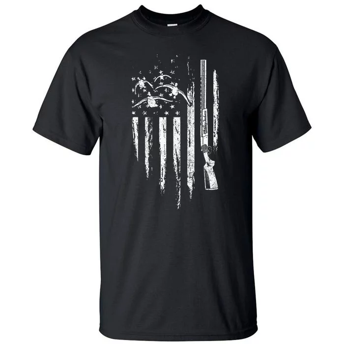 Duck Hunting American Flag Waterfowl Goose Gift For Hunter Tall T-Shirt