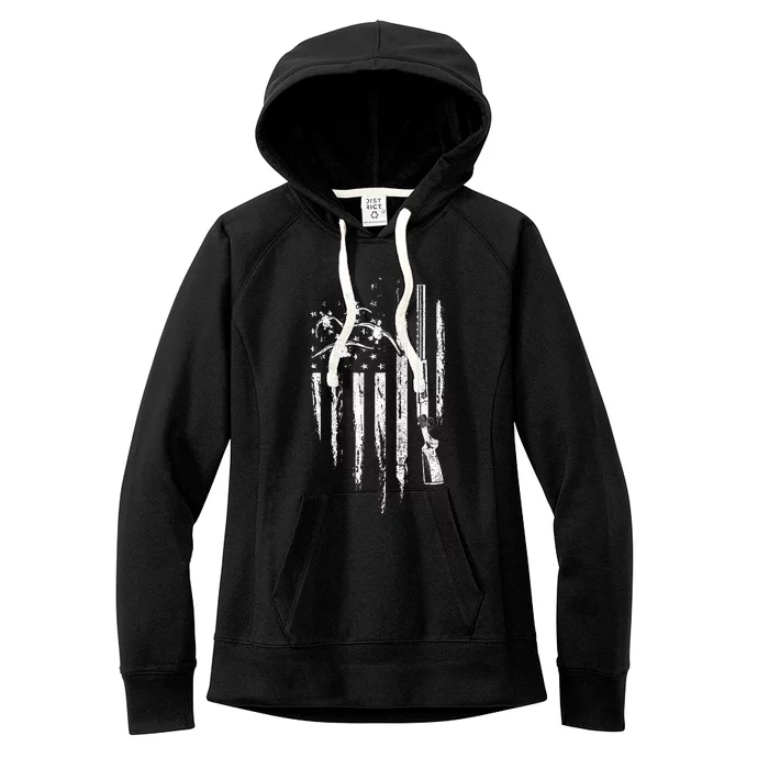 Duck Hunting American Flag Waterfowl Goose Gift For Hunter Women's Fleece Hoodie