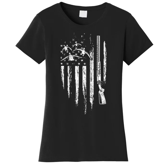 Duck Hunting American Flag Waterfowl Goose Gift For Hunter Women's T-Shirt