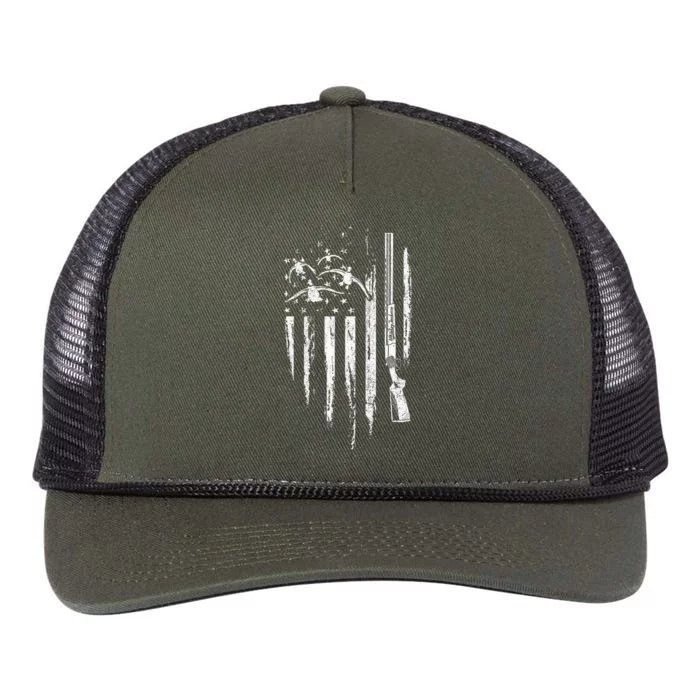 Duck Hunting American Flag Waterfowl Goose Gift For Hunter Retro Rope Trucker Hat Cap