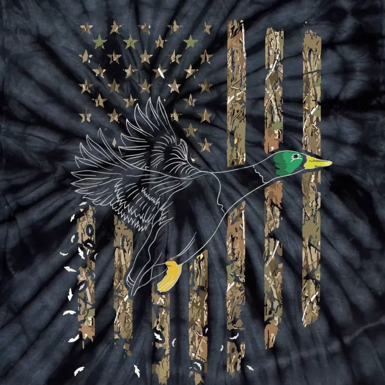 Duck Hunter American Flag Waterfowl Hunting Camouflage Tie-Dye T-Shirt