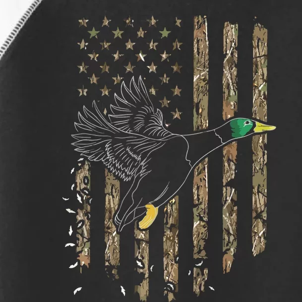 Duck Hunter American Flag Waterfowl Hunting Camouflage Toddler Fine Jersey T-Shirt