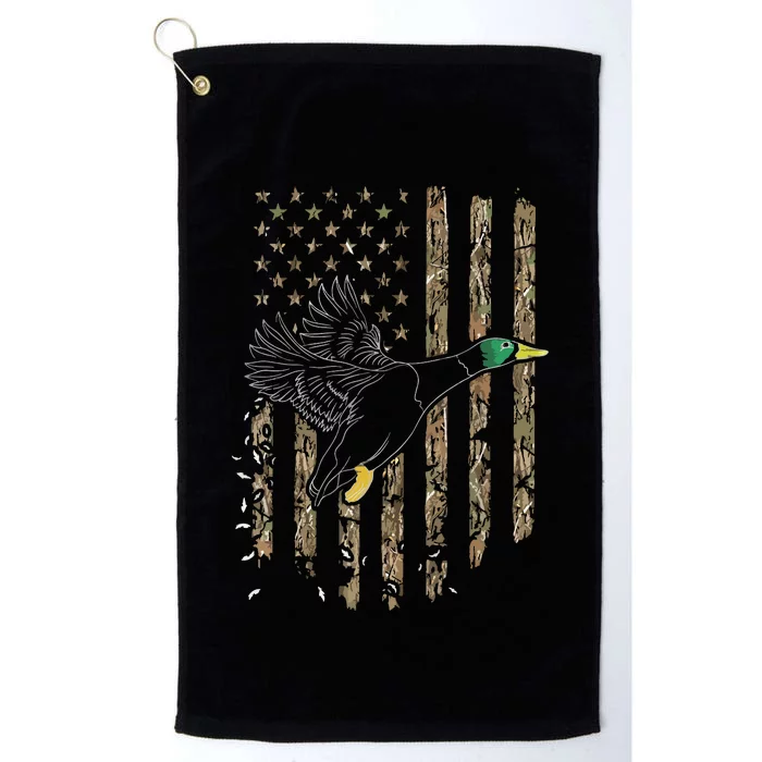 Duck Hunter American Flag Waterfowl Hunting Camouflage Platinum Collection Golf Towel