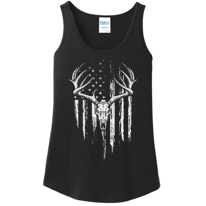 Deer Hunting American Flag Bowhunting Whitetail Bow Hunter Ladies Essential Tank