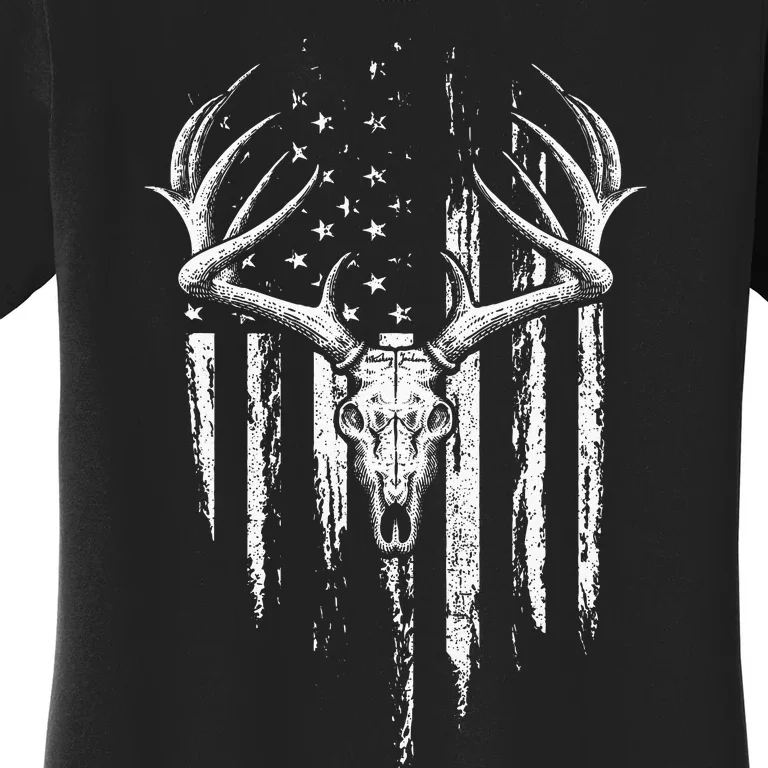 Deer Hunting American Flag Bowhunting Whitetail Bow Hunter Women's T-Shirt