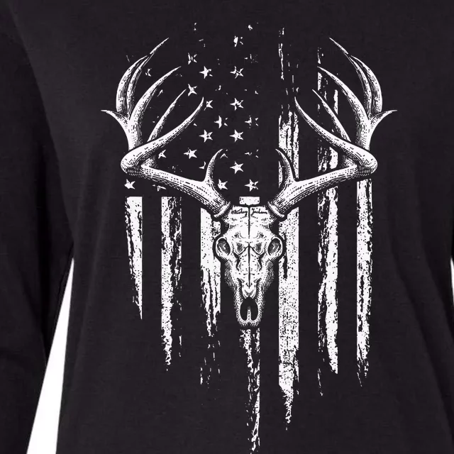 Deer Hunting American Flag Bowhunting Whitetail Bow Hunter Womens Cotton Relaxed Long Sleeve T-Shirt