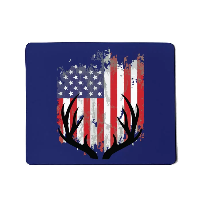 Deer Hunting American Flag Whitetail Buck Antlers Mousepad