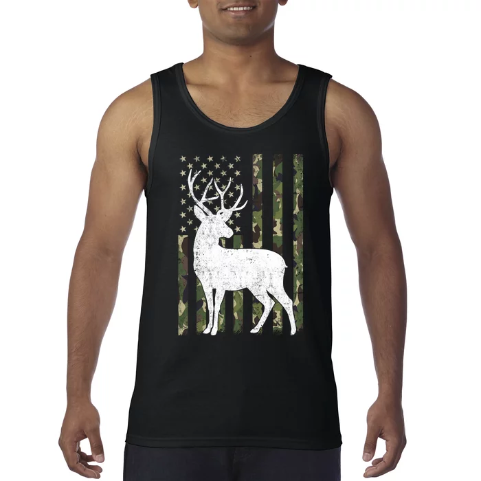 Deer Hunting American Flag Camo Tank Top