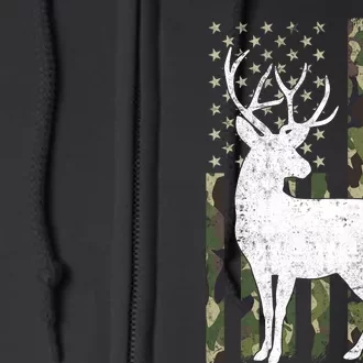 Deer Hunting American Flag Camo Full Zip Hoodie