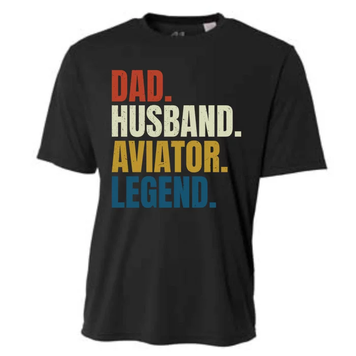 Dad Husband Aviator Legend Retro Fathers Day Airline Pilot Gift Cooling Performance Crew T-Shirt