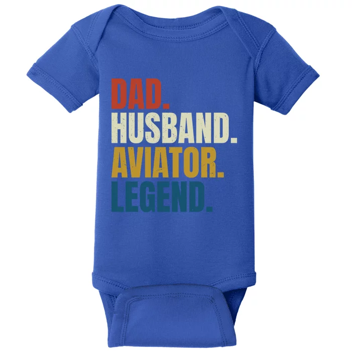 Dad Husband Aviator Legend Retro Fathers Day Airline Pilot Gift Baby Bodysuit