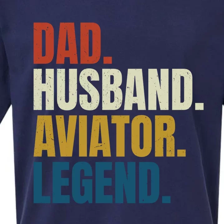 Dad Husband Aviator Legend Retro Fathers Day Airline Pilot Gift Sueded Cloud Jersey T-Shirt